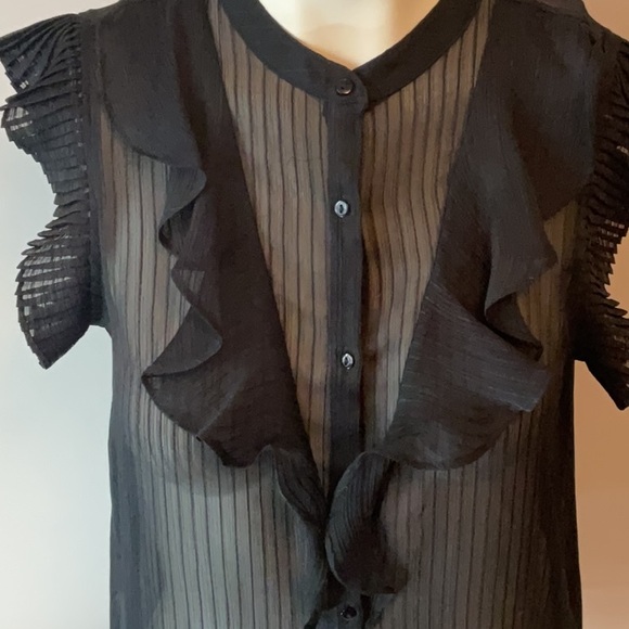 Next Black Sheer Blouse With Pleated Extended Sleeve - Picture 4 of 7